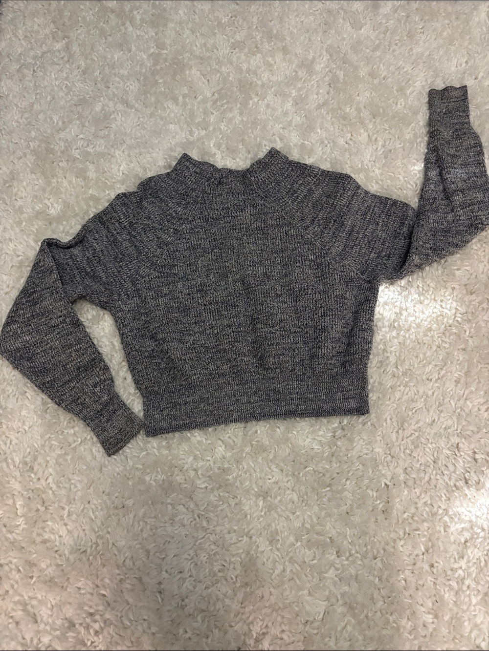 Free People Heather Gray Mock Neck Cropped Sweater